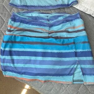 Tiger Mist Blue and Purple Mini Pencil Skirt with Cut Out